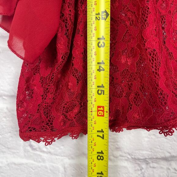 J5017 Abollria red floral lace short sleeve open front bolero size XXL - Picture 5 of 6